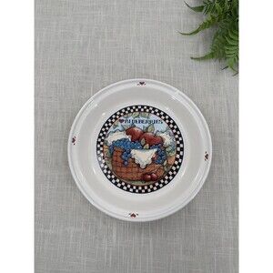 Vintage Blueberries Pie Dish Fruit Cottage Farmhouse Country Ceramic Bakeware